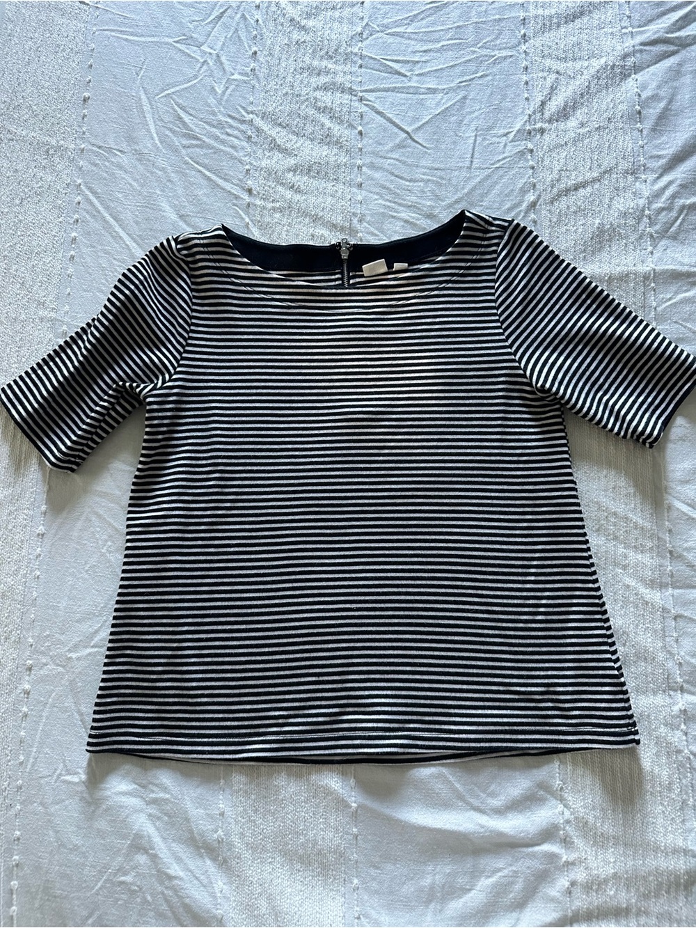GAP Black and White Striped Crewneck Top